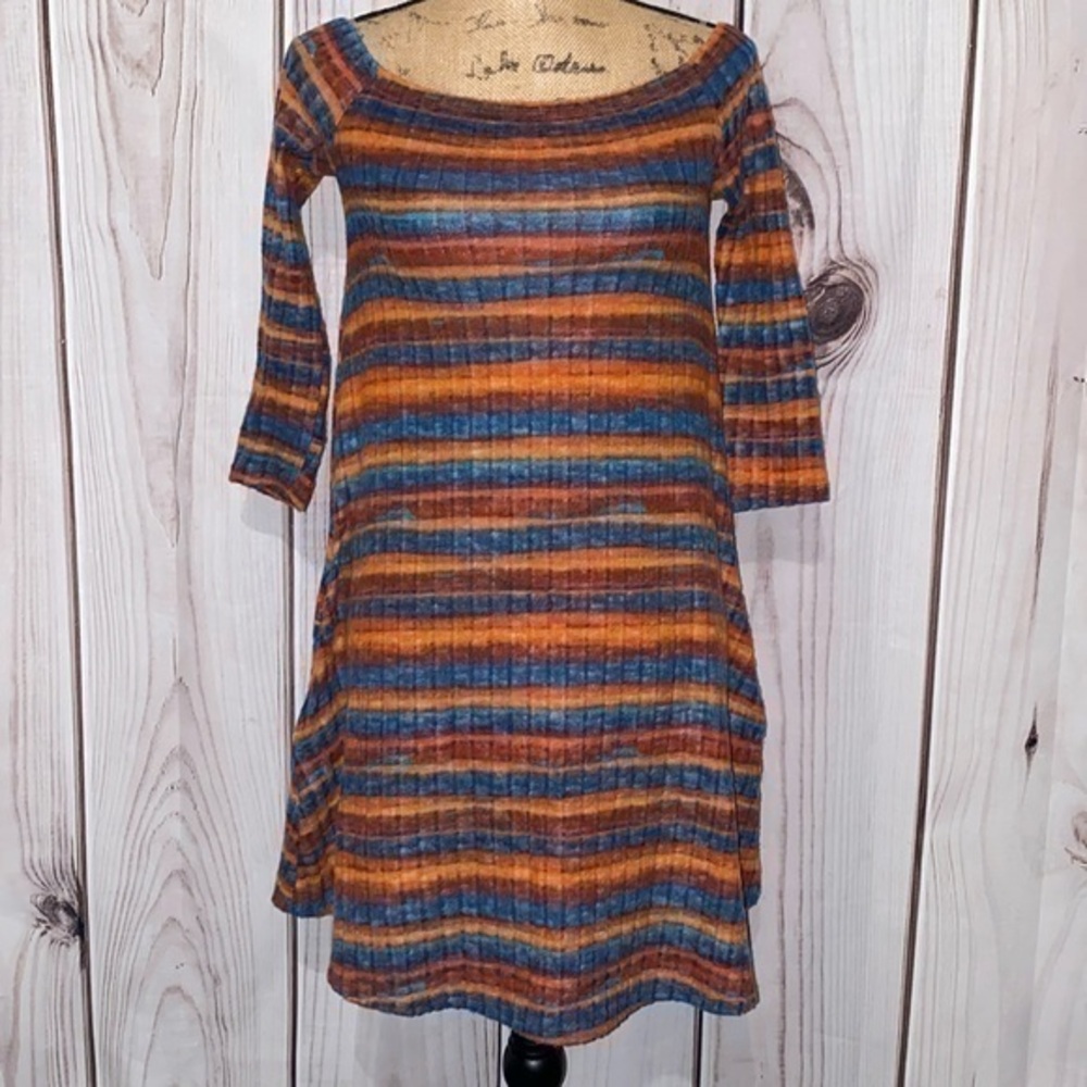 B2V mini dress tunic - small - long sleeves - stripes NWOT